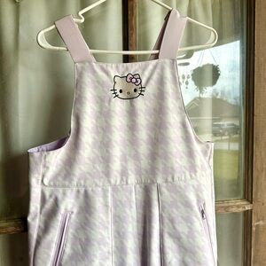 Hello Kitty x forever 21 Snowsuit ski suit purple houndstooth bib overalls S/M